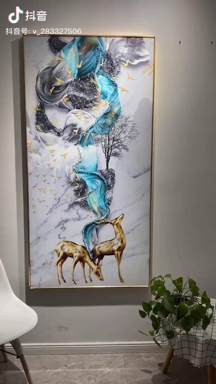 实拍水晶烤瓷镶钻晶瓷画传宸家居饰画祝大家2020年福禄双全万事如意