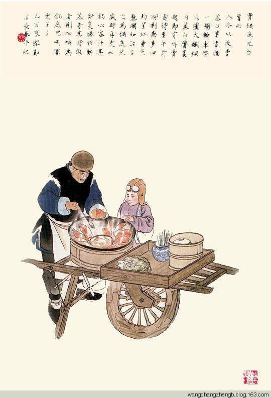 侯长春旧京市井风情工笔作品