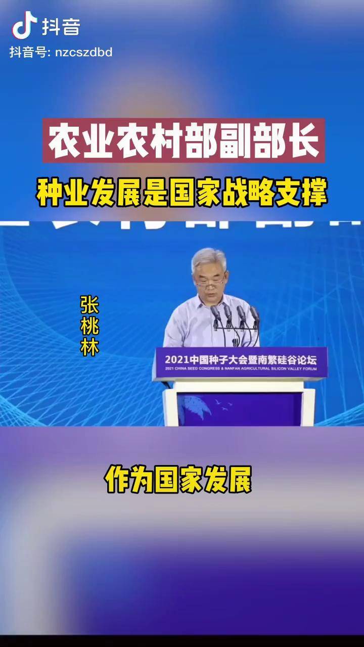 农业农村部副部长张桃林种业发展是国家战略支撑农业农业种植种子农业