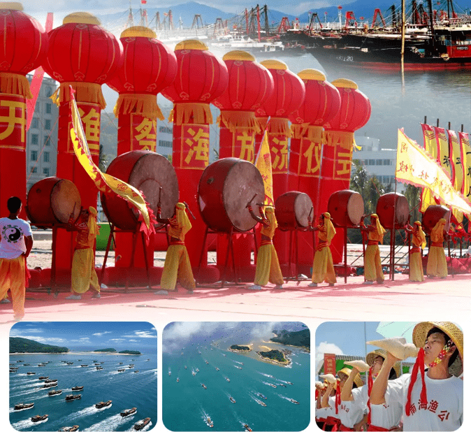 相信大多数人看到开渔节的场景 阳江海陵岛晴空万里,天蓝海碧 闸坡