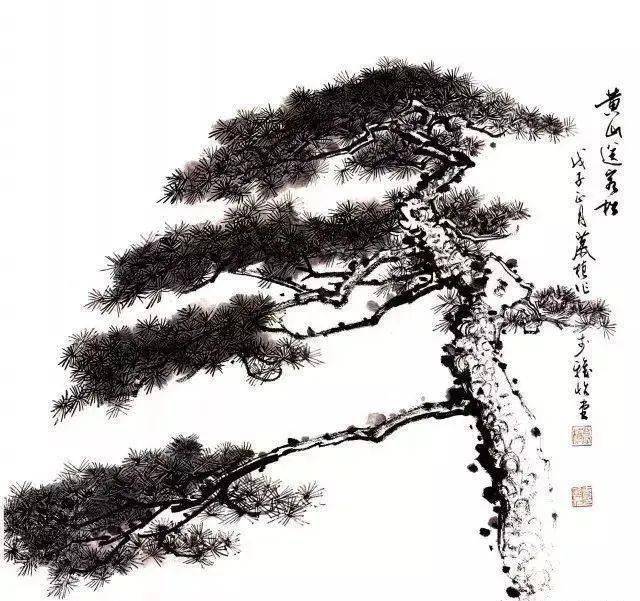 国画松树的画法视频图片