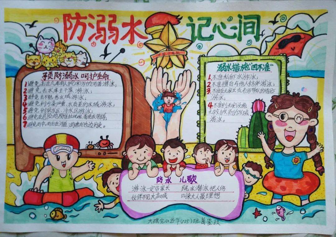 长沙市中小学生防溺水手抄报作品展示开始啦!(第一期)_实验