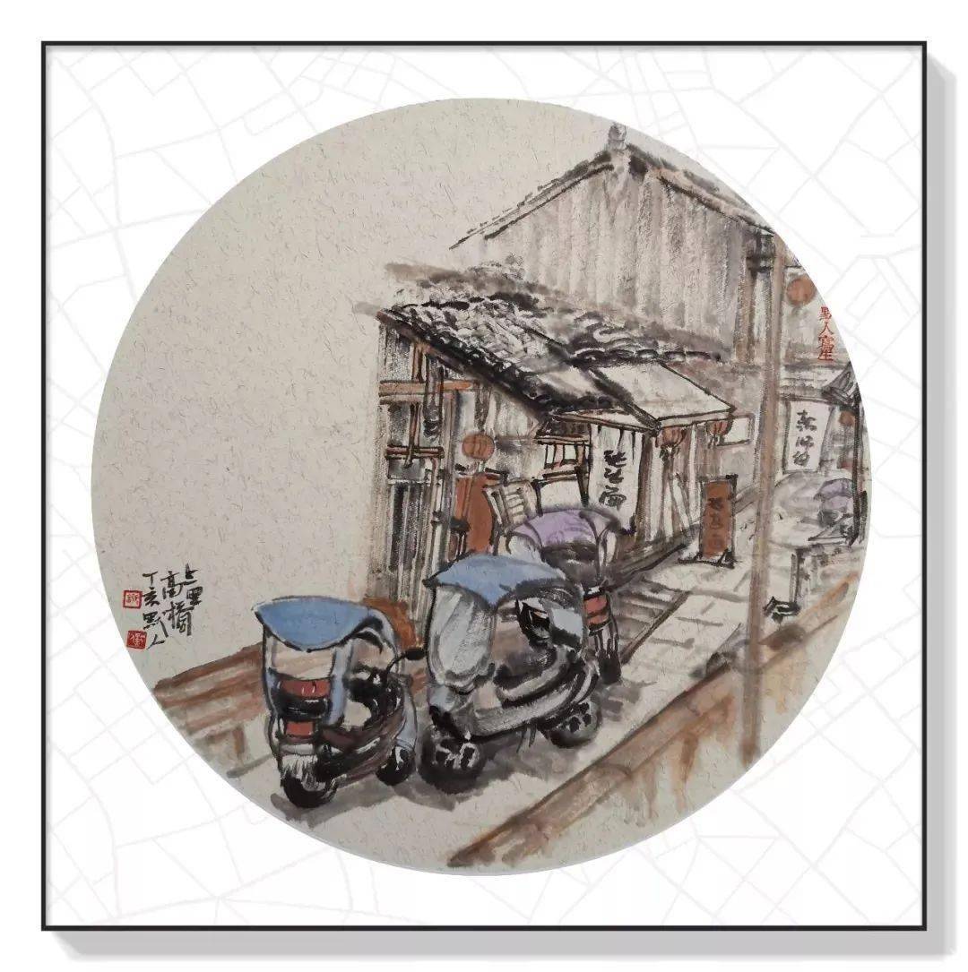 纯水墨都市街景一种特别的审美效果