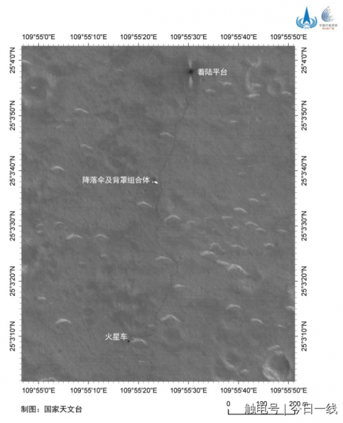 火星|“祝融号”驶上火星表面满百天，国家航天局发布最新火星影像