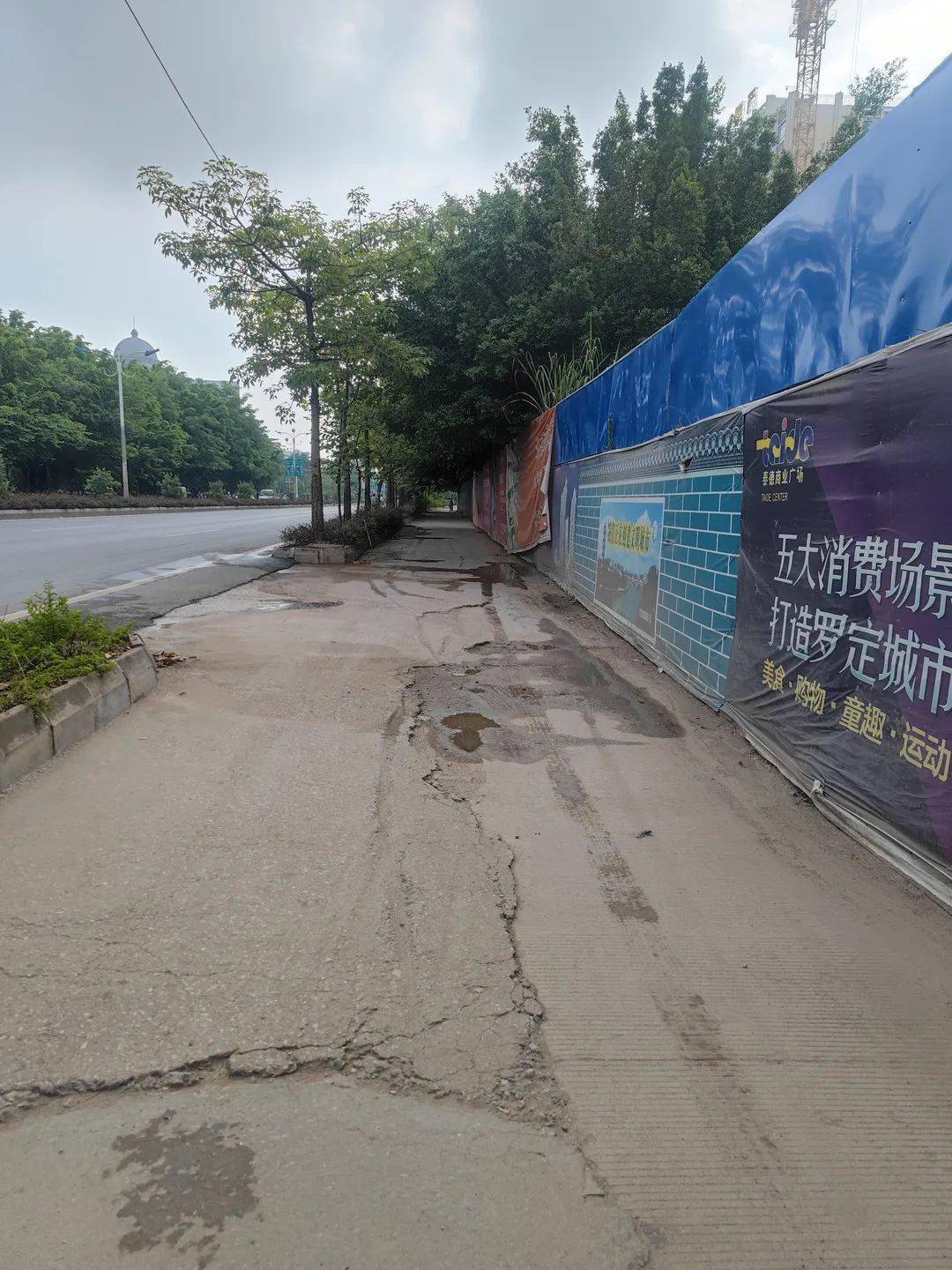 e友 @yaoshu726也发帖称, 罗定城区市政广场对面的辅道也是一言难尽.