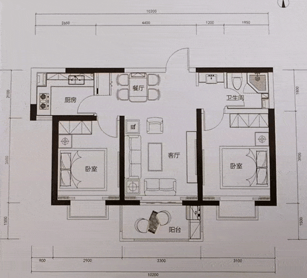好住|阳光尚都82㎡三面朝南两居均价9500元/㎡_户型