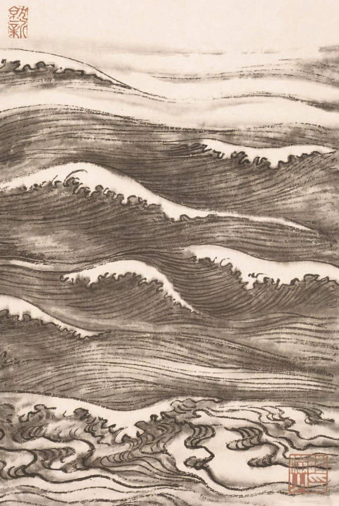 山水画谱:陆俨少教你如何画云水