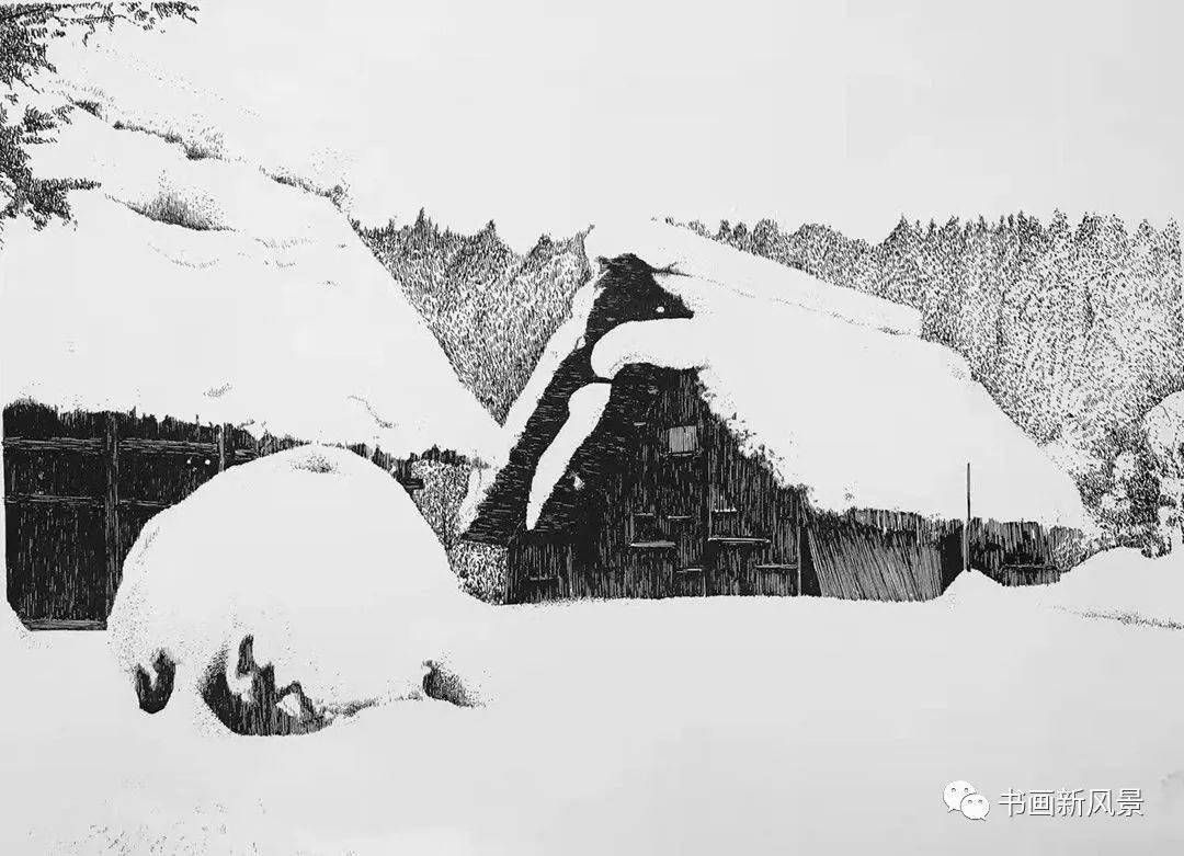 钢笔竟然能画出来这样的雪景