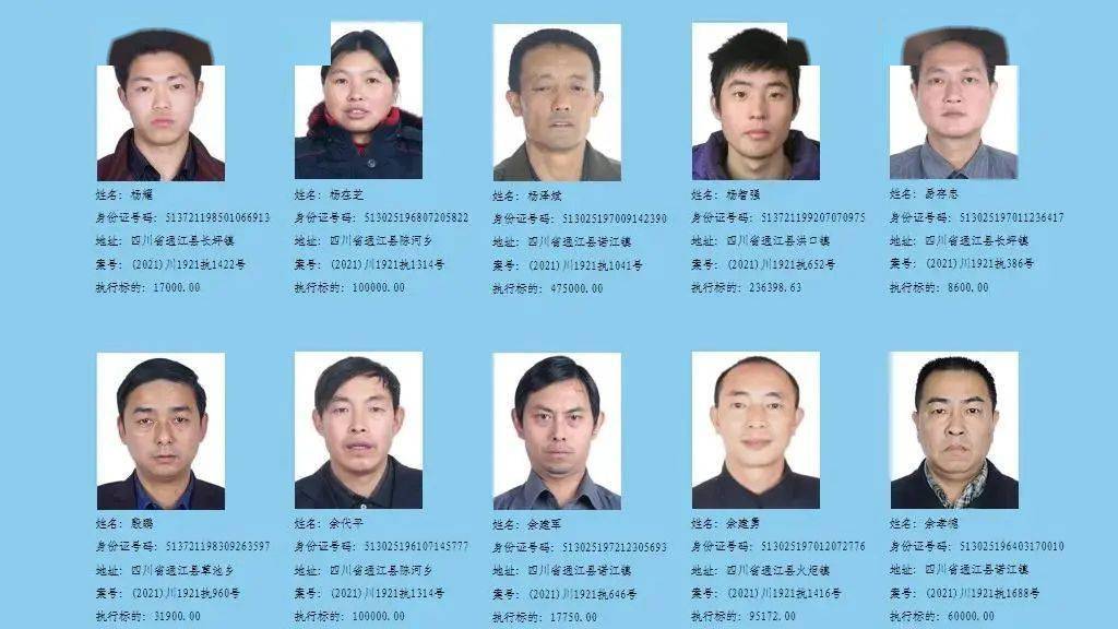 通江最新一批失信被执行人曝光附高清照片地址