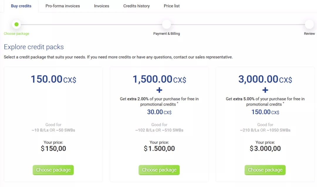 其他账户不能代付）购买一定的信用积分（1credit=1美元），以完成银行认证。