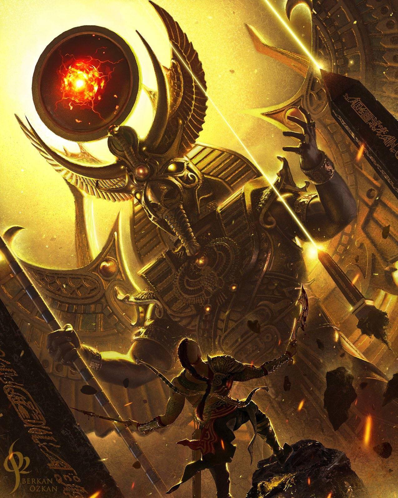 粉丝绘制战神6艺术图奎爷霸气大战埃及神