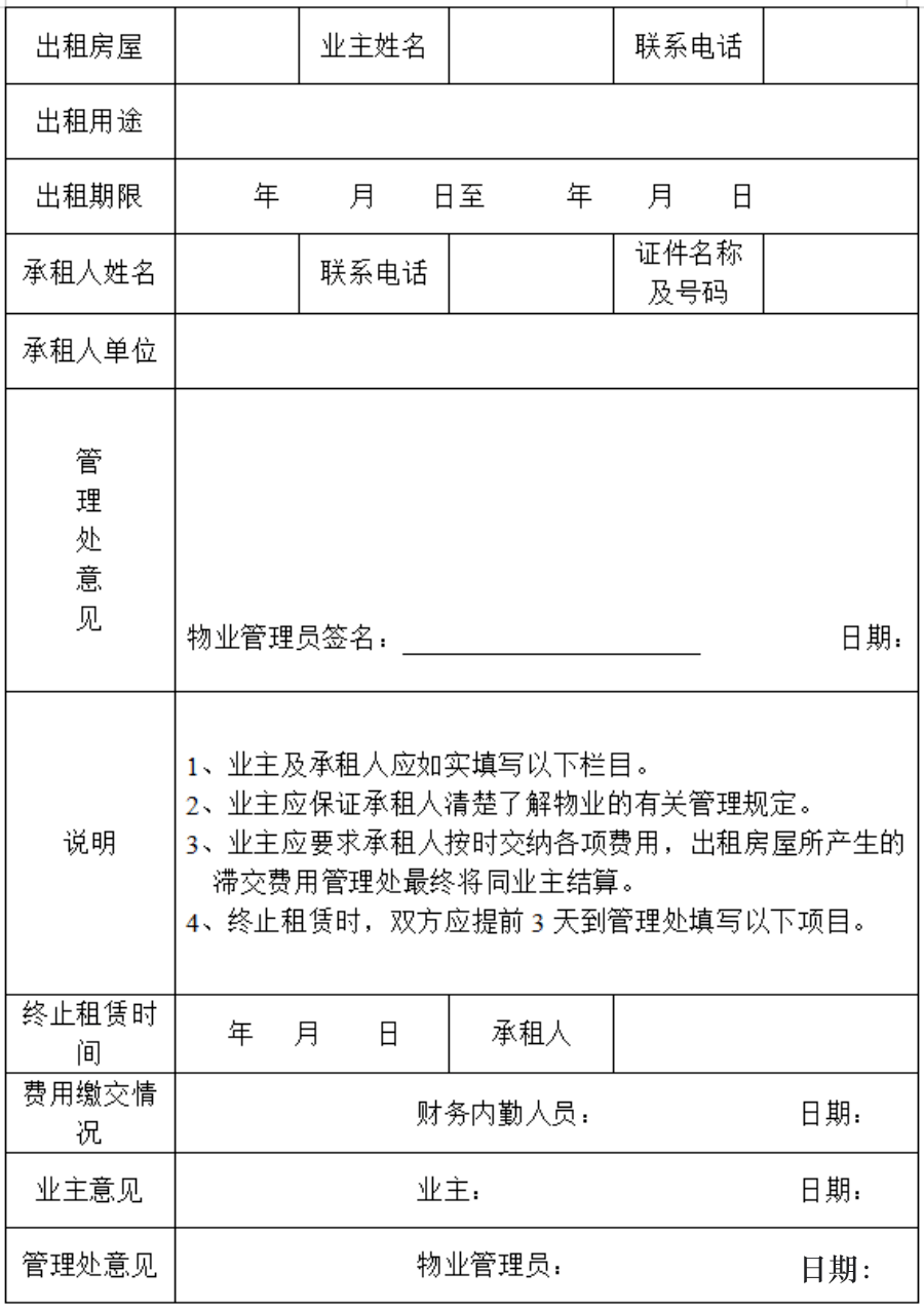 物業客服部21個必備表格