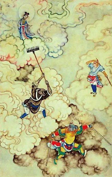 清人绘《西游记》,假扮乌鸡国国王的青狮精.