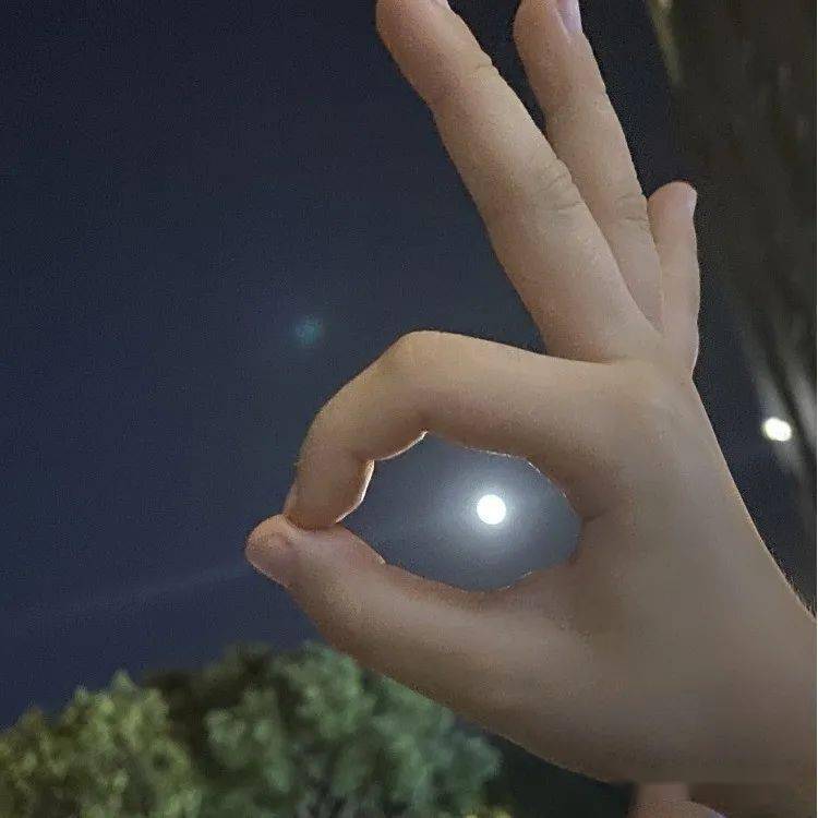 手拿月亮的真实图片图片