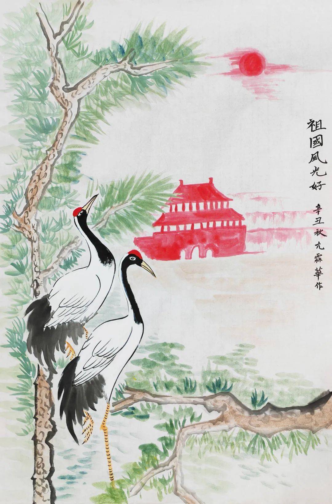 《银花润党心》书画毫社 张一帆(左)《祖国风光好》书画毫社 亢霖华