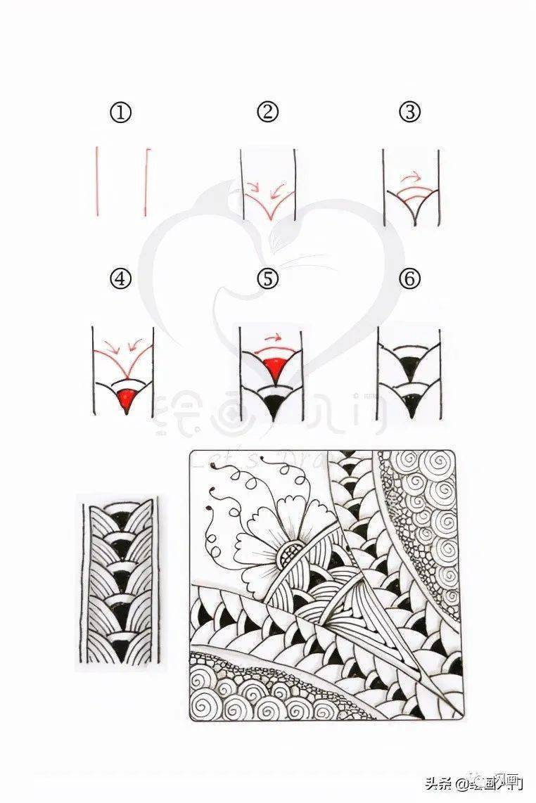 0基础也能画 10个漂亮的禅绕画图样分解步骤