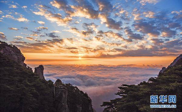 霞光|安徽黄山：秋日云海披霞光