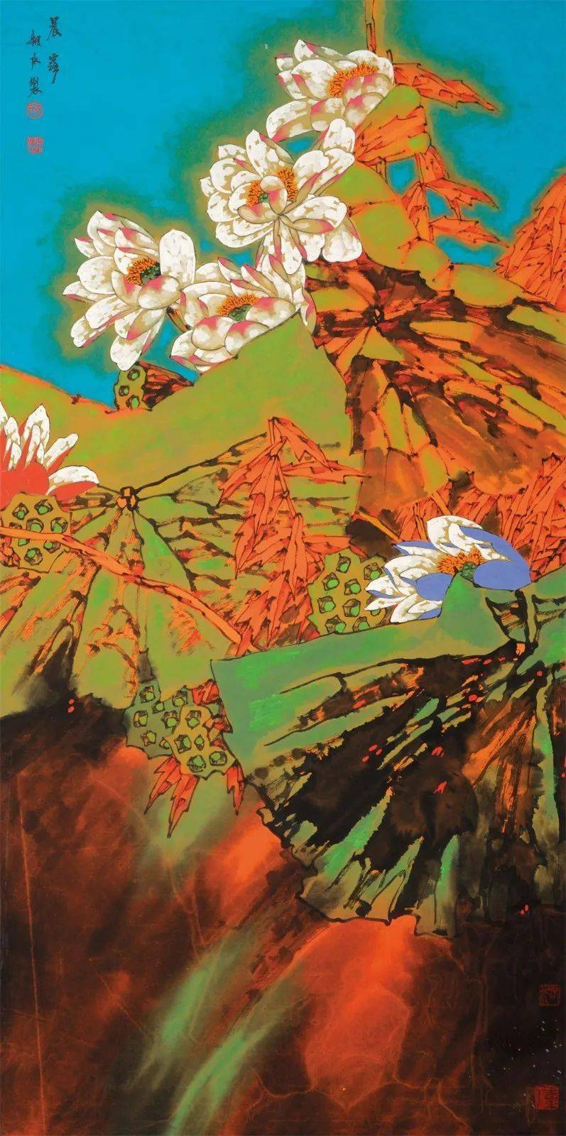 梦幻山水,绚彩荷塘一一胡朝水的彩墨世界