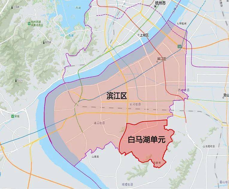 杭州白马湖单元控规公示,三江汇滨江区块两大单元规划亮相
