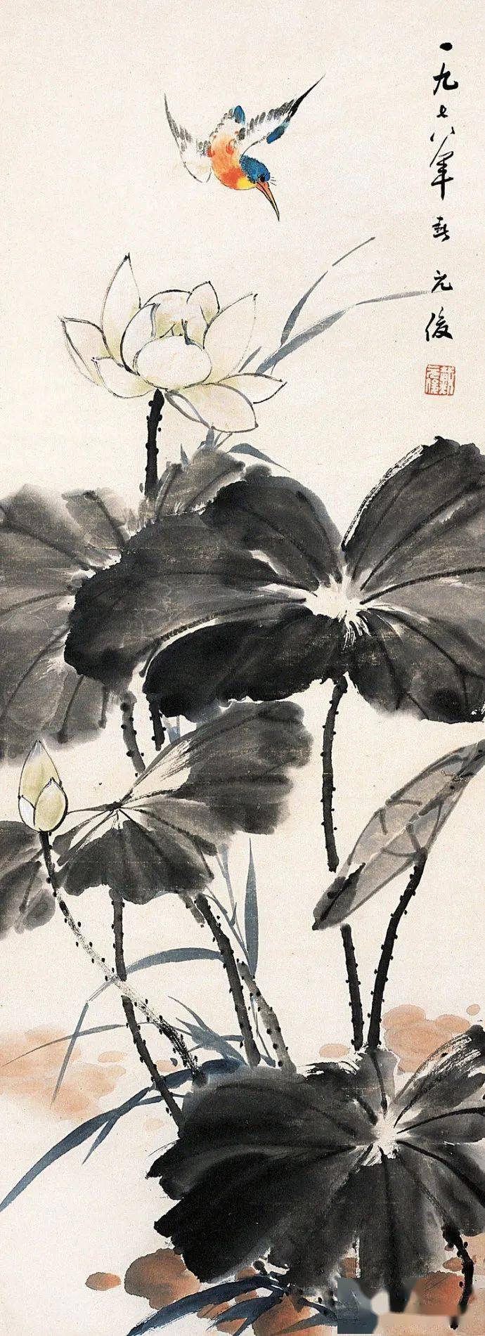 酒仙戴元俊花鸟画作品赏析