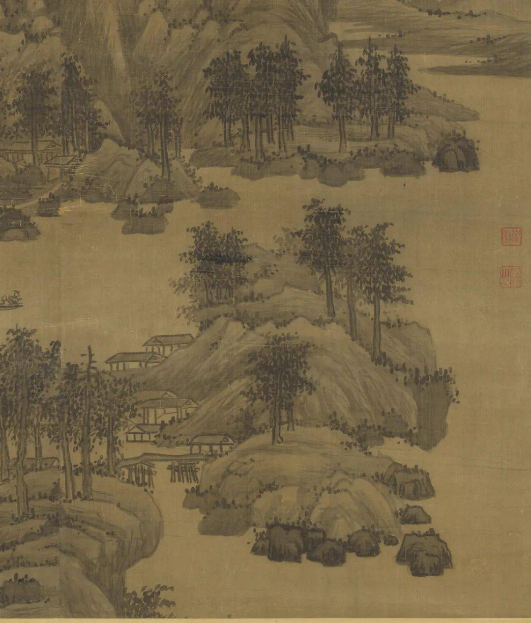 元 吴镇《清江春晓图》_张旭光