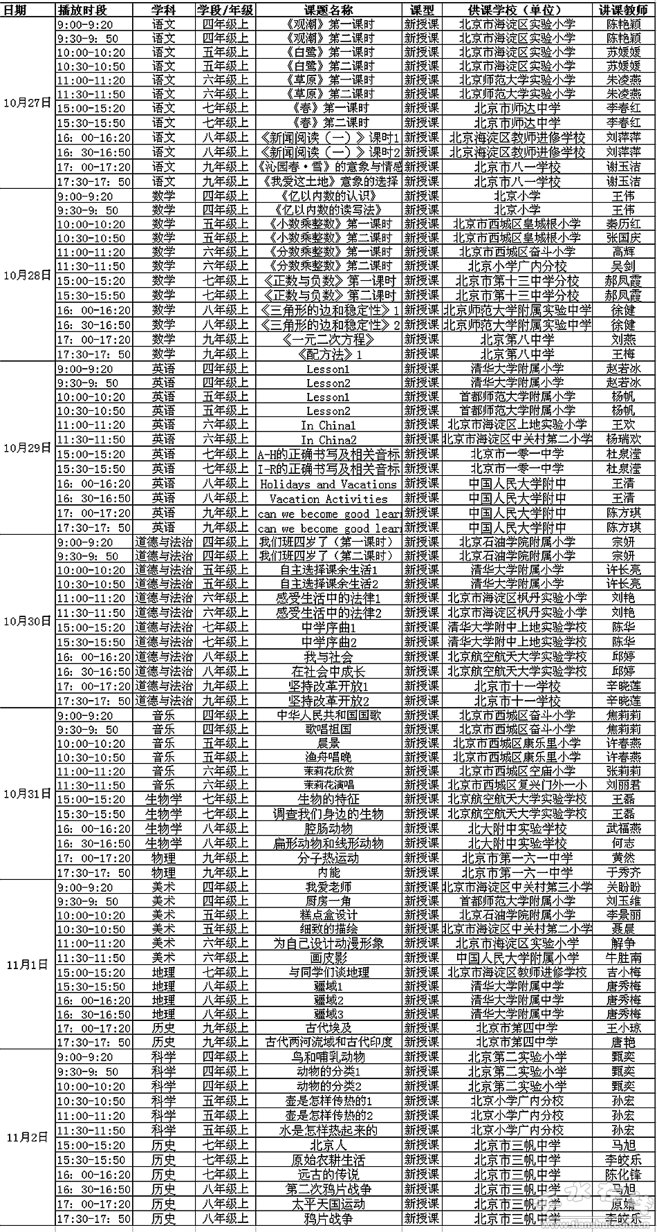 天水,教育,课程表|“天水云教育”课程表(2021年10月27日至2021年11月2日)