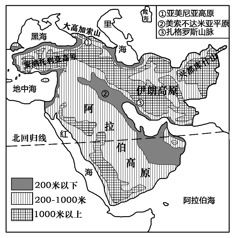西亚地形地图图片