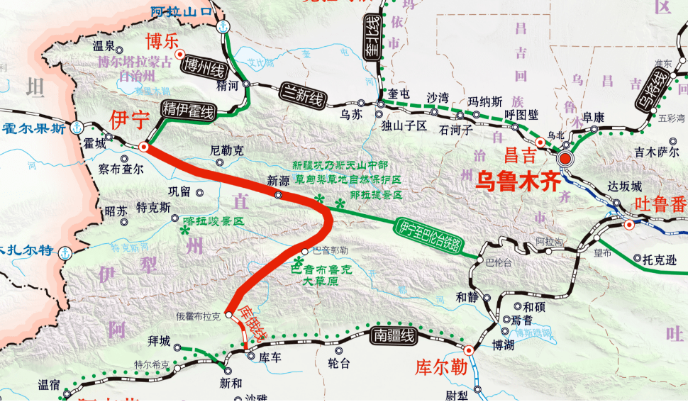 32公里,乌什开至库车西段改建利用库俄铁路82.8公里,库车