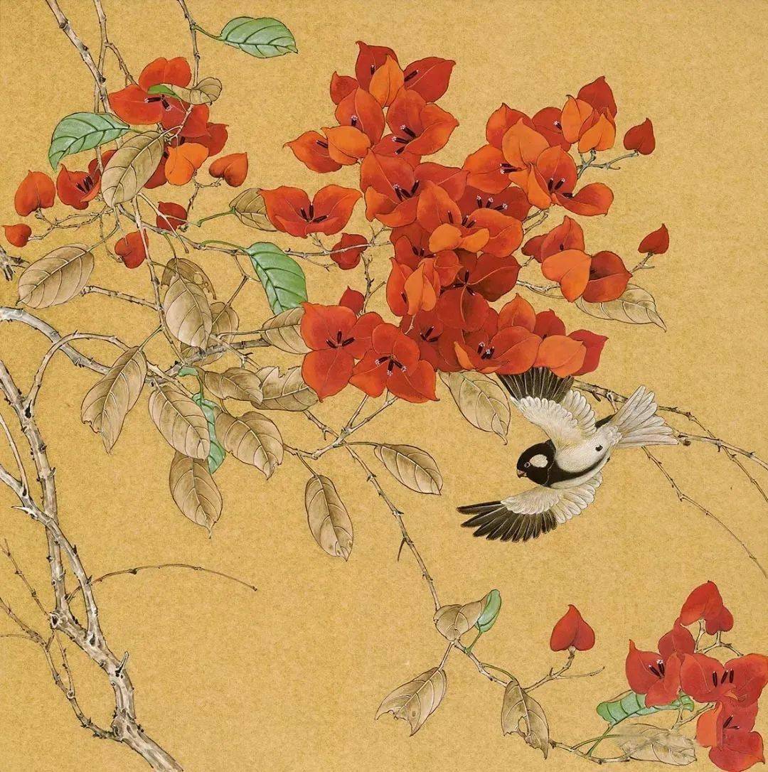 曹小民工笔花鸟画宁静高古幽远深邃清逸高雅