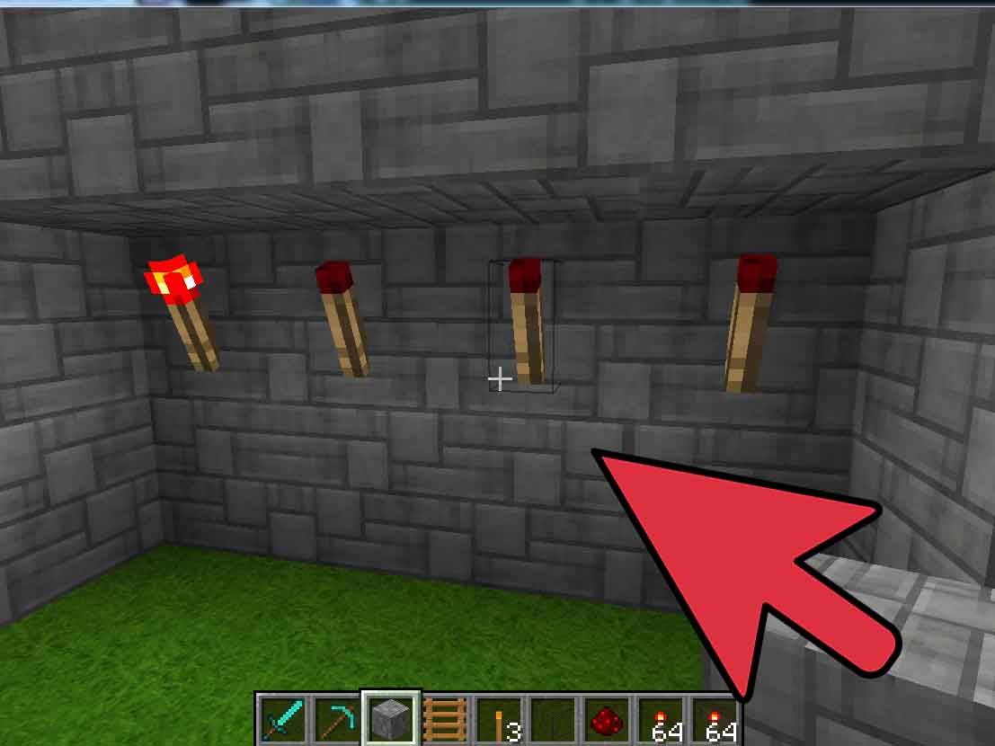 如何在Minecraft中做闪闪发光的红石火把_木棍