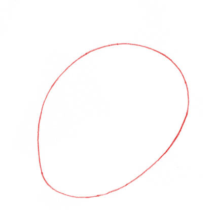 1 在纸的正中央画一个大大的椭圆形。这就是小松鼠的头。 2 画出耳朵和眼