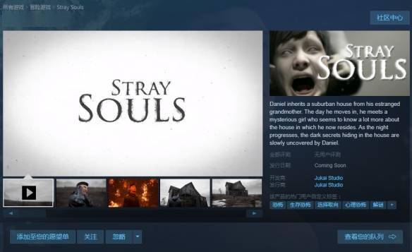 第三人称心理恐怖游戏《流浪之魂》即将上架Steam