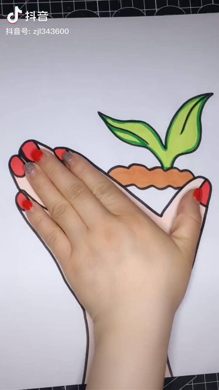 简笔画 小手拍拍小花开开春天里万物开始复苏