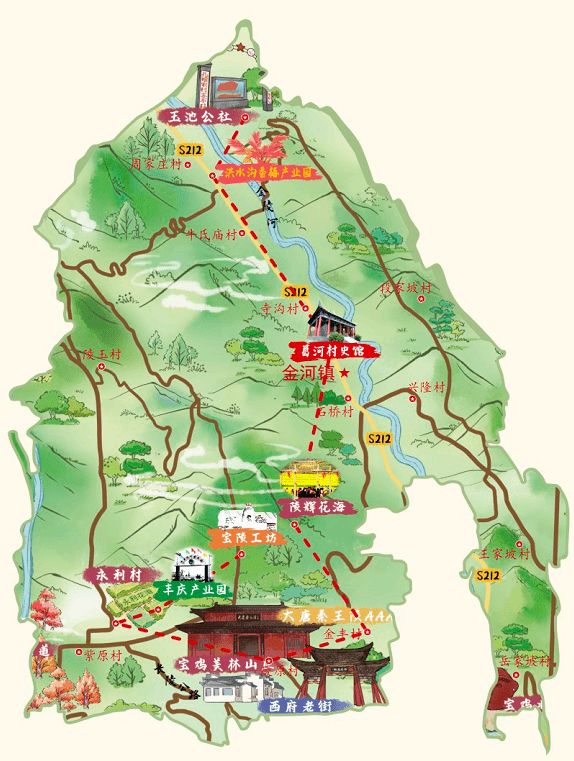位于宝鸡市区北大门,距离市中心7公里,212省道南北穿境而过,金陵河