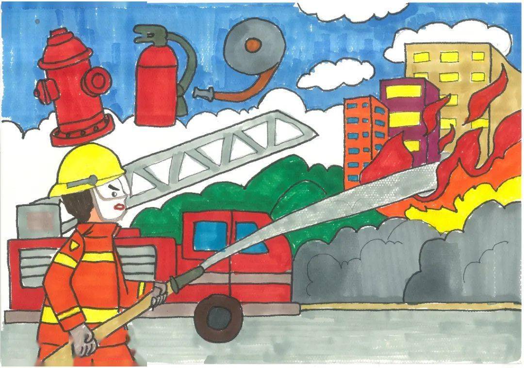 我的消防梦绘画五年级图片