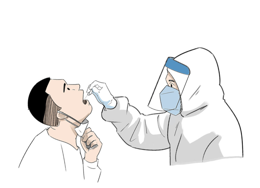 核酸检测医护人员漫画图片