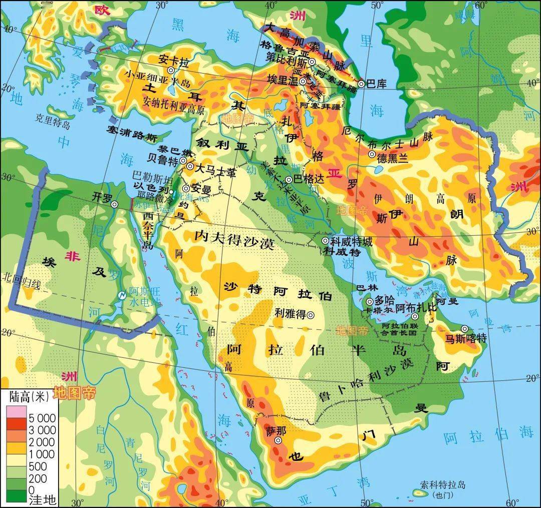 阿拉伯半岛海陆位置图片