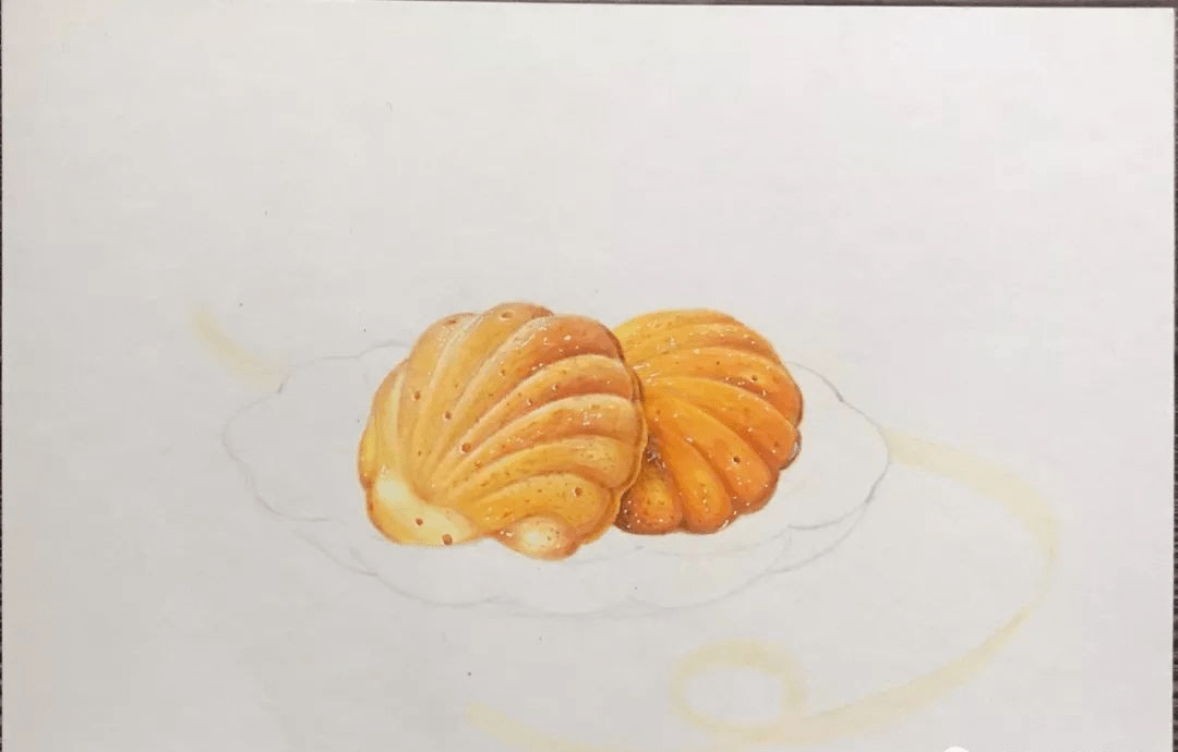 彩铅画~盘子里的食物