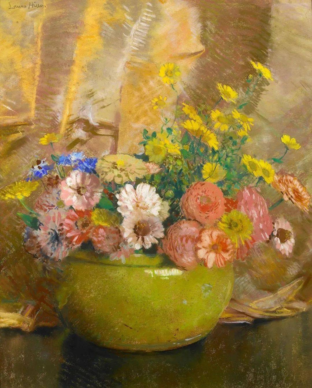 色彩生动的粉彩与水彩花卉,太美了