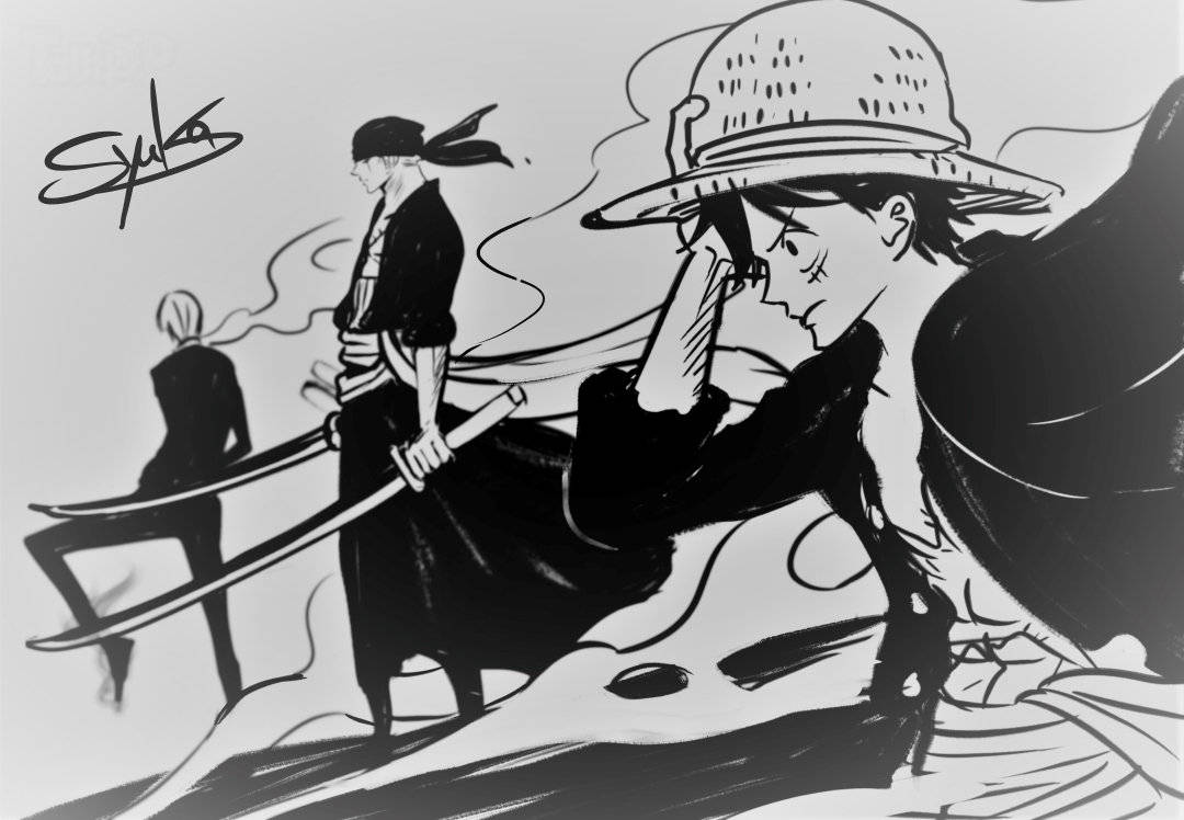 授权转载推特画师シュウカ新画作路飞索隆山治