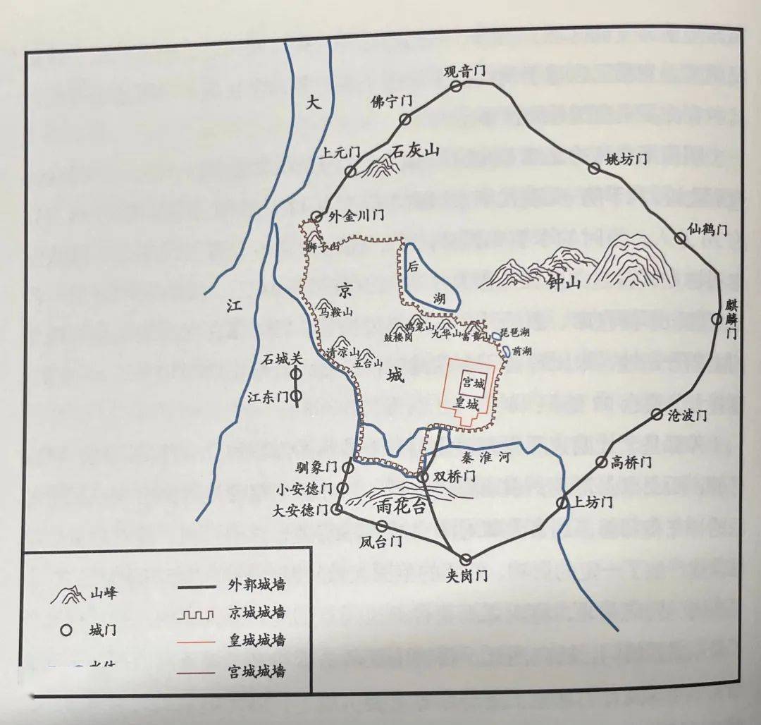 明代南京城的四重城垣格局.