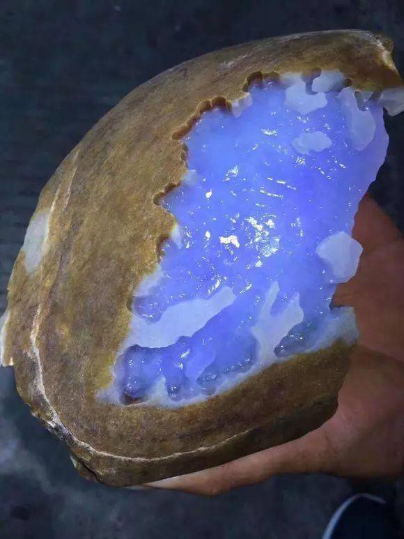 在小编这里入手了一块全蒙的紫罗兰翡翠原石,开窗之后不少人都想高价