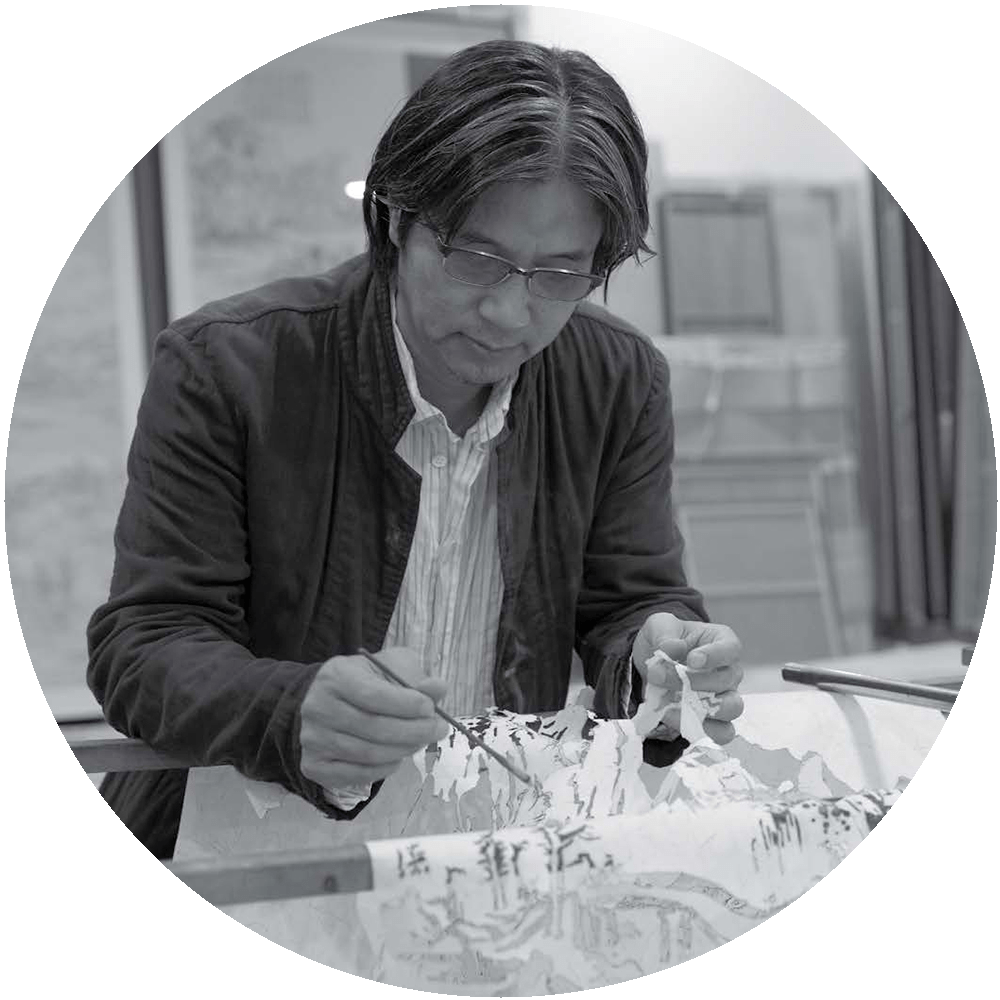 王天德 《后山图——麓山寺碑拓本》 左一:259×105cm 左二至五:256.