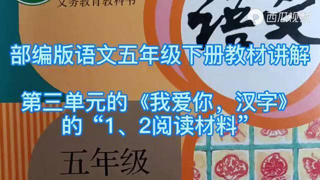 语文五年级下教材讲解第三单元我爱你汉字12阅读材料