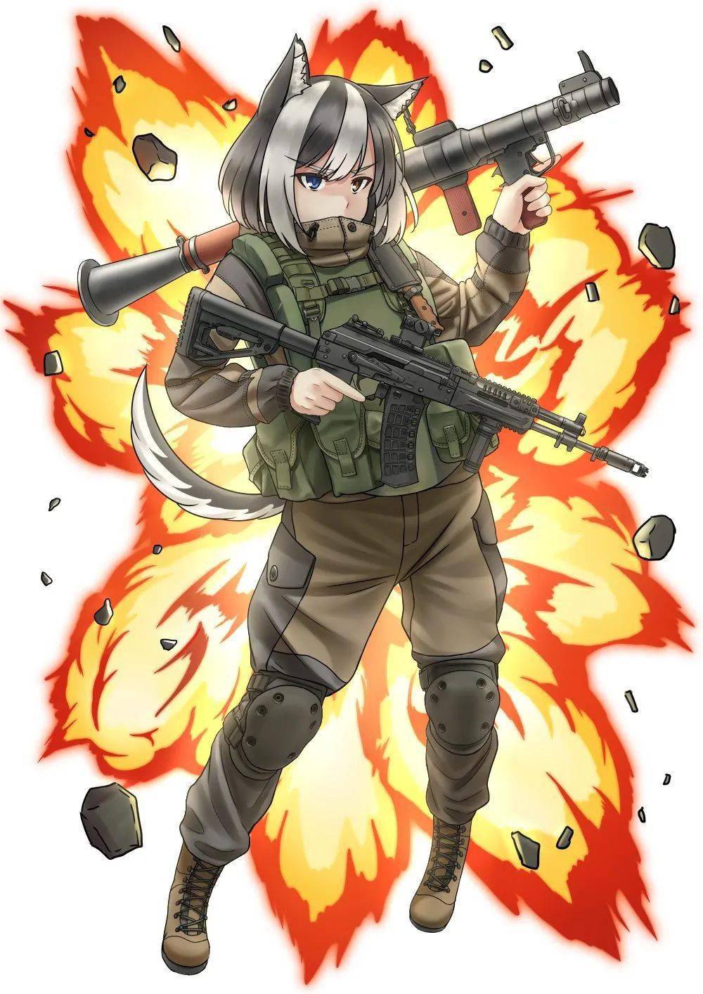 小姐姐穿迷彩打手枪