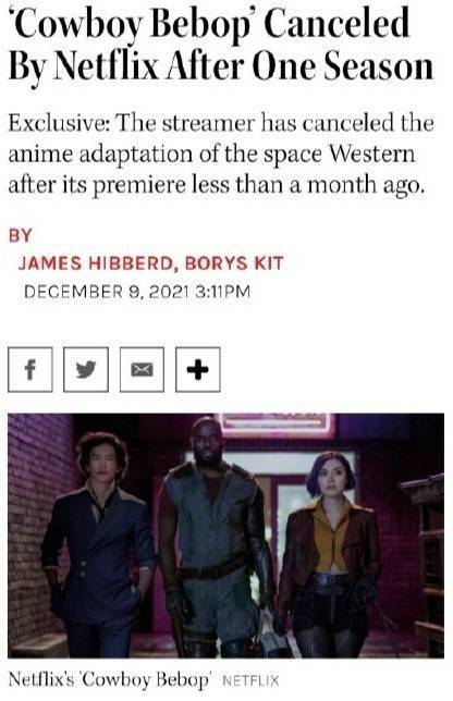 星际牛仔|剧透 | 上线不到一个月就被砍!《星际牛仔》真人版口碑收视欠佳,网飞确认不拍第二季