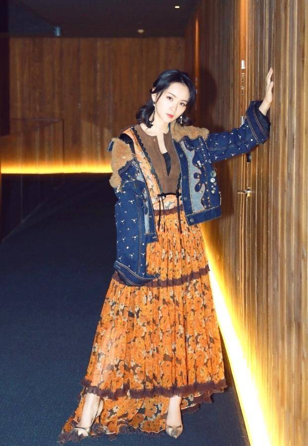 邓莎穿一件复古连衣裙,华丽大变身明艳动人,气质高贵大方_裙子_的设计