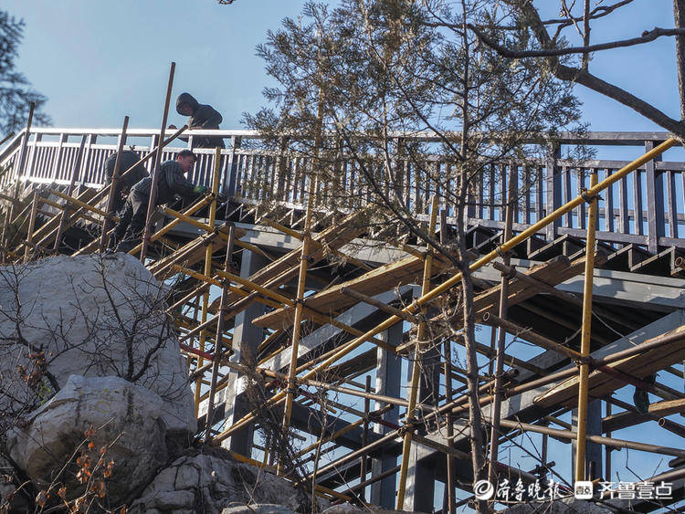 山顶寒风吹，大千佛山风景区绿道联通工程忙收尾