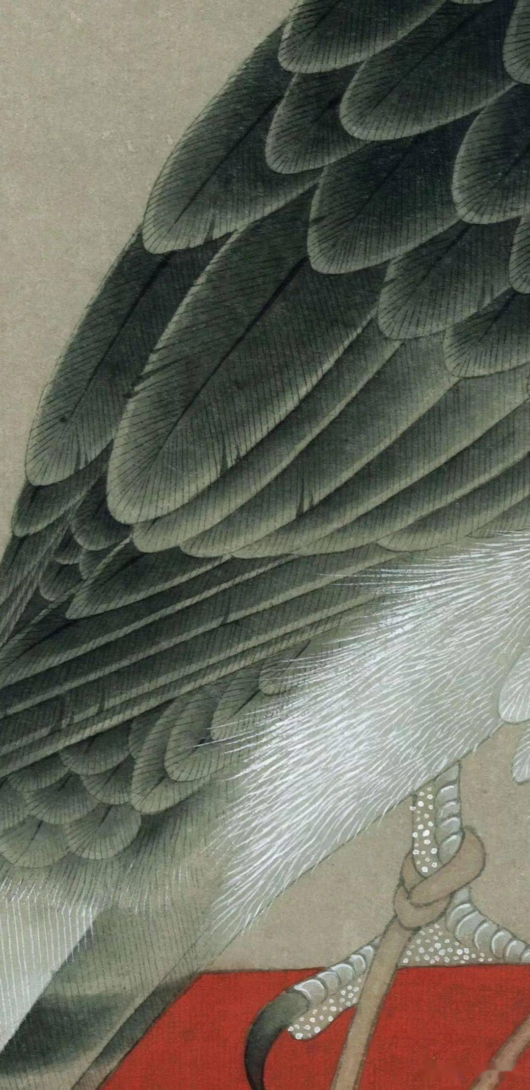 临元徐泽架上鹰图工笔绘制解析