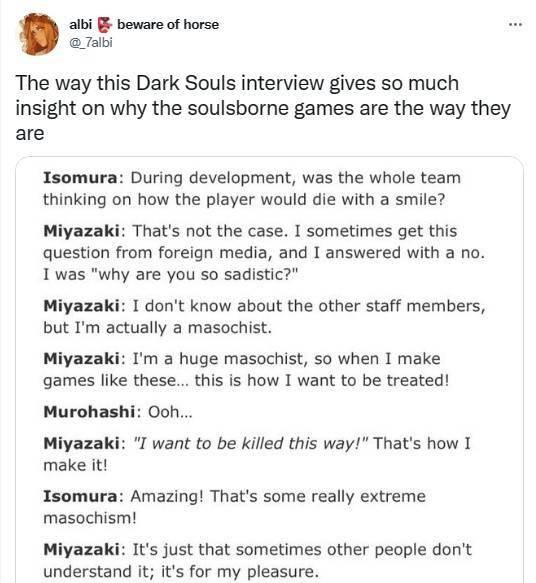 宫崎英高谈《黑暗之魂》为何让人受苦：我是个受虐狂 